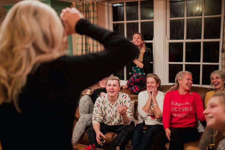 Belly laughs during a Christmas party night