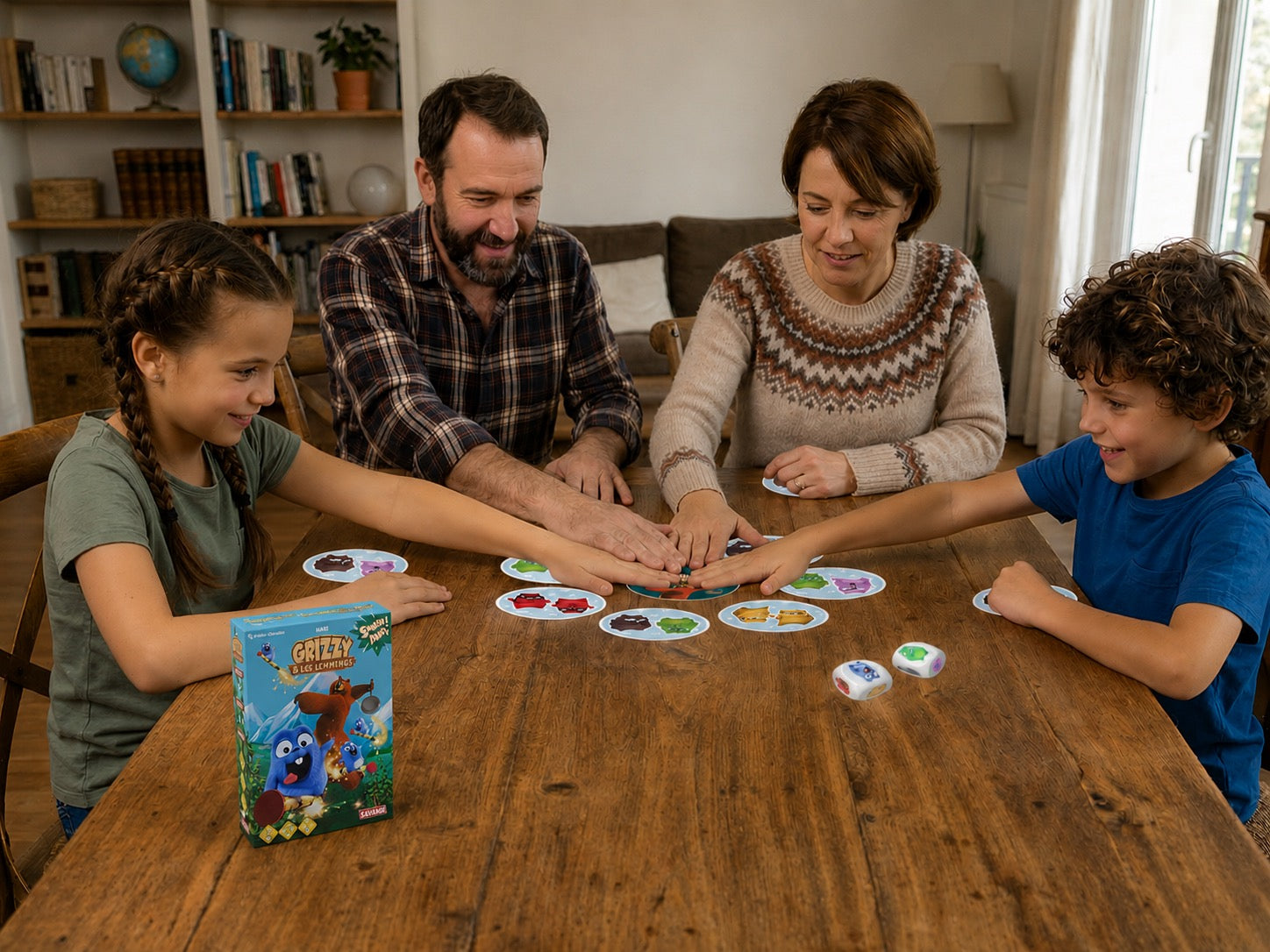 Family playing Grizzy Smash Party